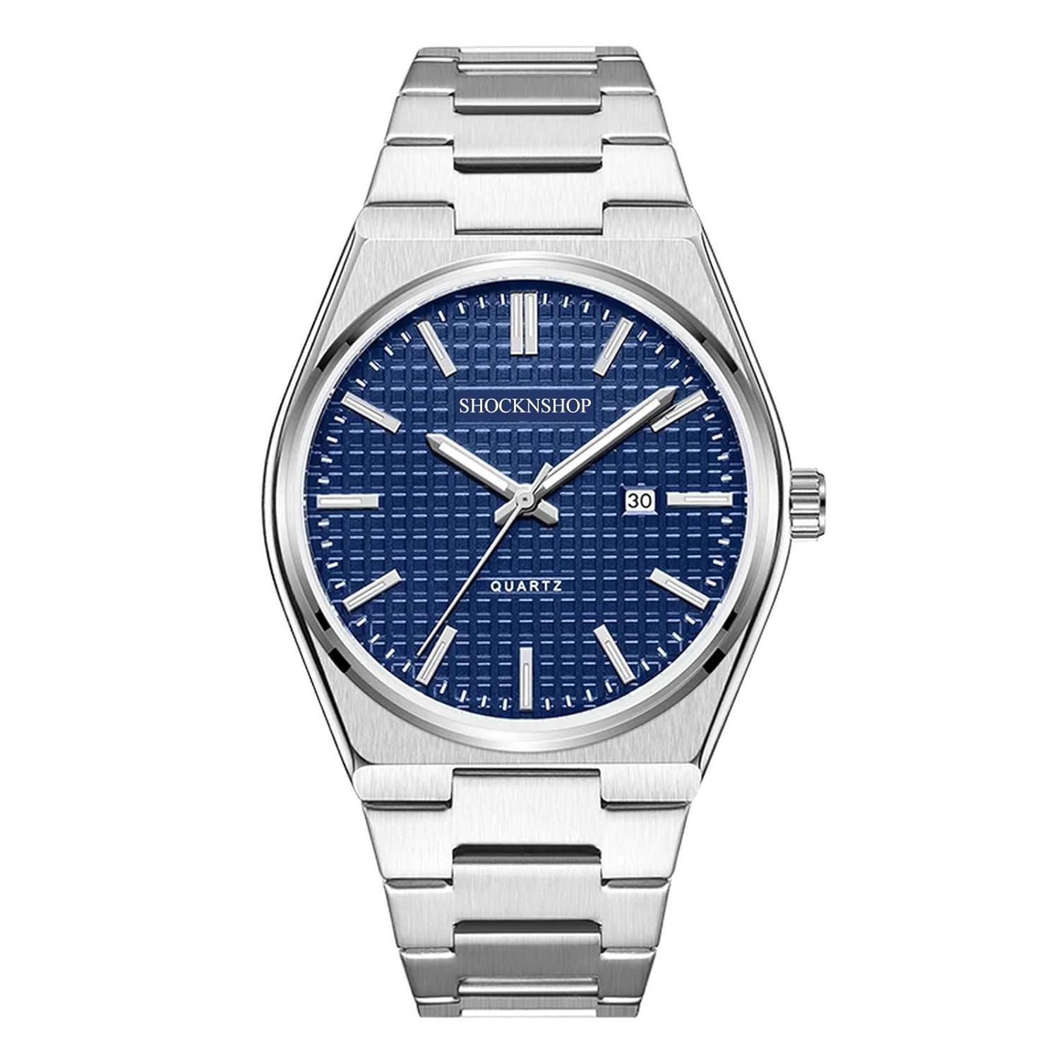 Silver Stainless Steel Strap with Blue Dial Analog Watch for Men & Boys