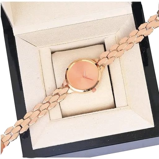 Elegant Rose Gold Minimalist Analog Watch for Woman