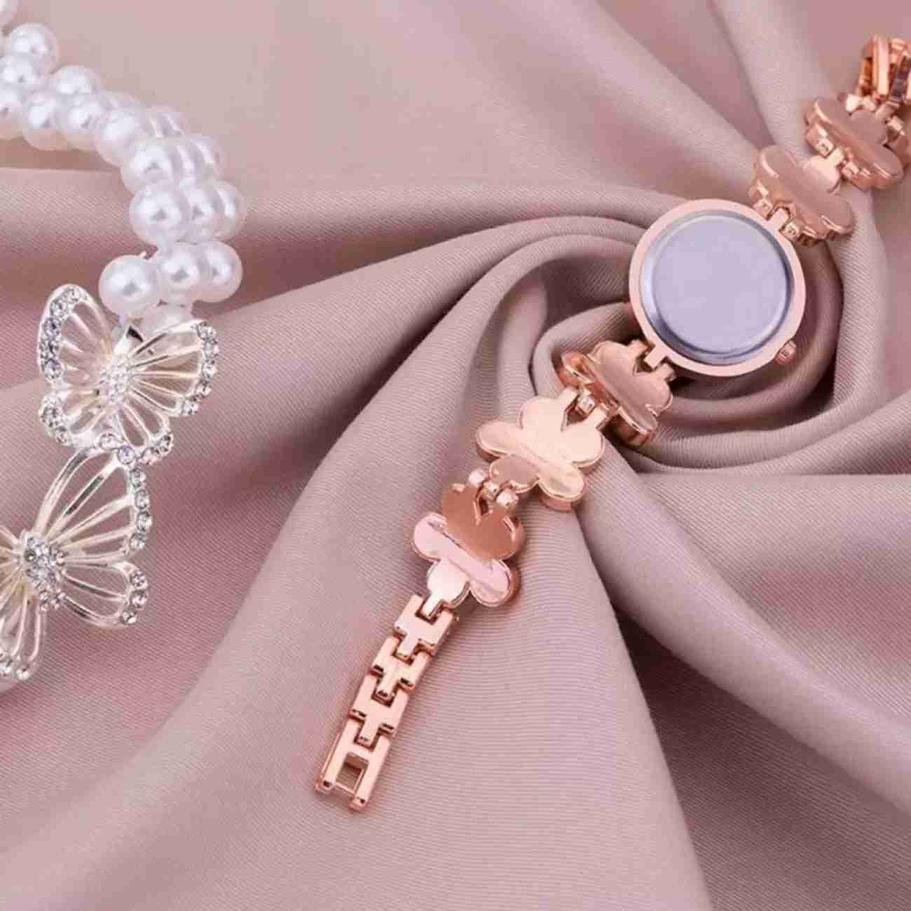 Flower-Inspired Rose Gold Quartz Watch for Women