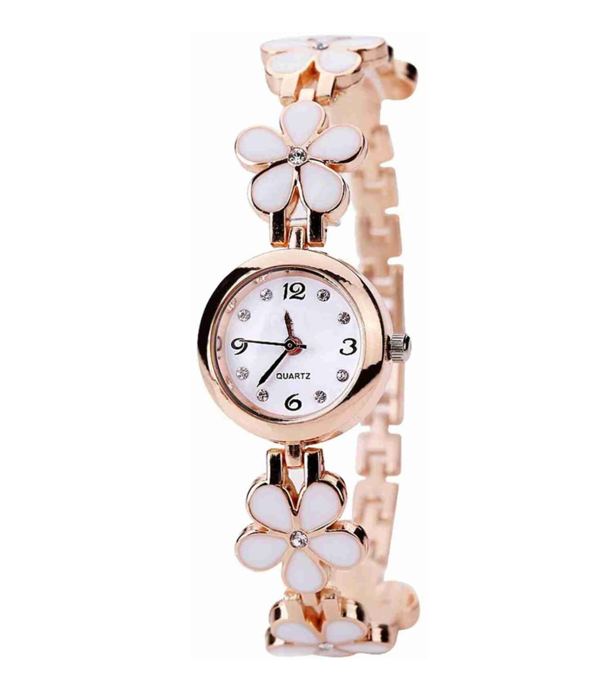 Flower-Inspired Rose Gold Quartz Watch for Women