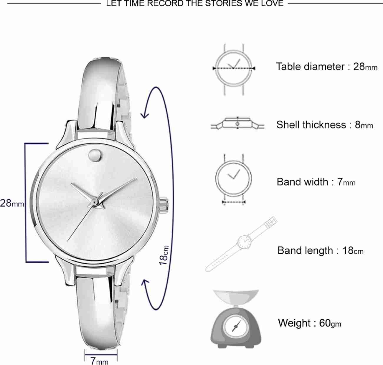 Graceful & Elegant : Silver Women's Bangle Watch